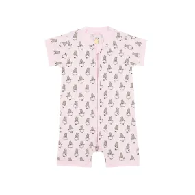 Romper Short Sleeve Zip Small Sheepz Pink