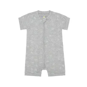 Romper Short Sleeve Zip Small Star & Sheepz Grey