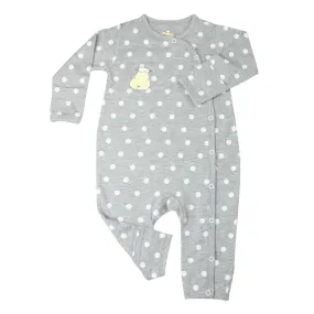 Romper Side Snap Grey Polka Dot