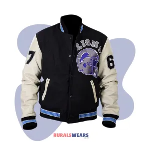 RW Authentic SheepSkin Beverly Hills Cop Axel Foley Detroit Lions Letterman Biker Jacket