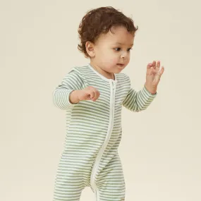 Sage Stripe Clever Zip Romper