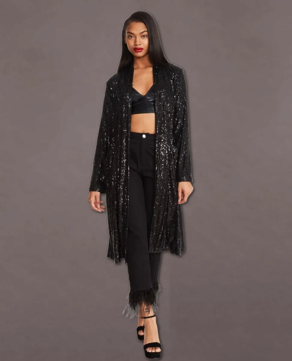 Sequin Show Stopper Duster Black