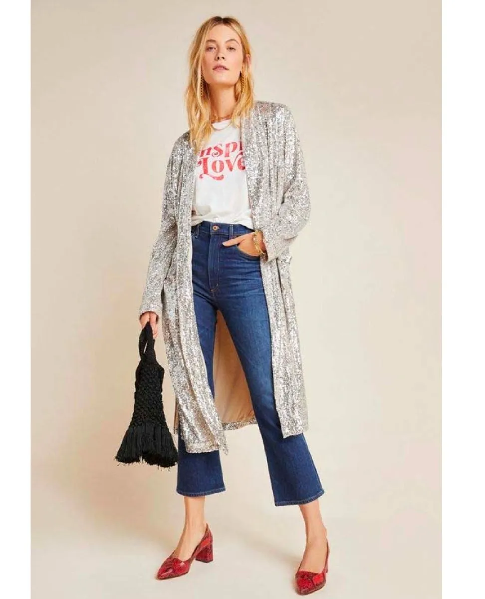 Sequin Show Stopper Duster Silver