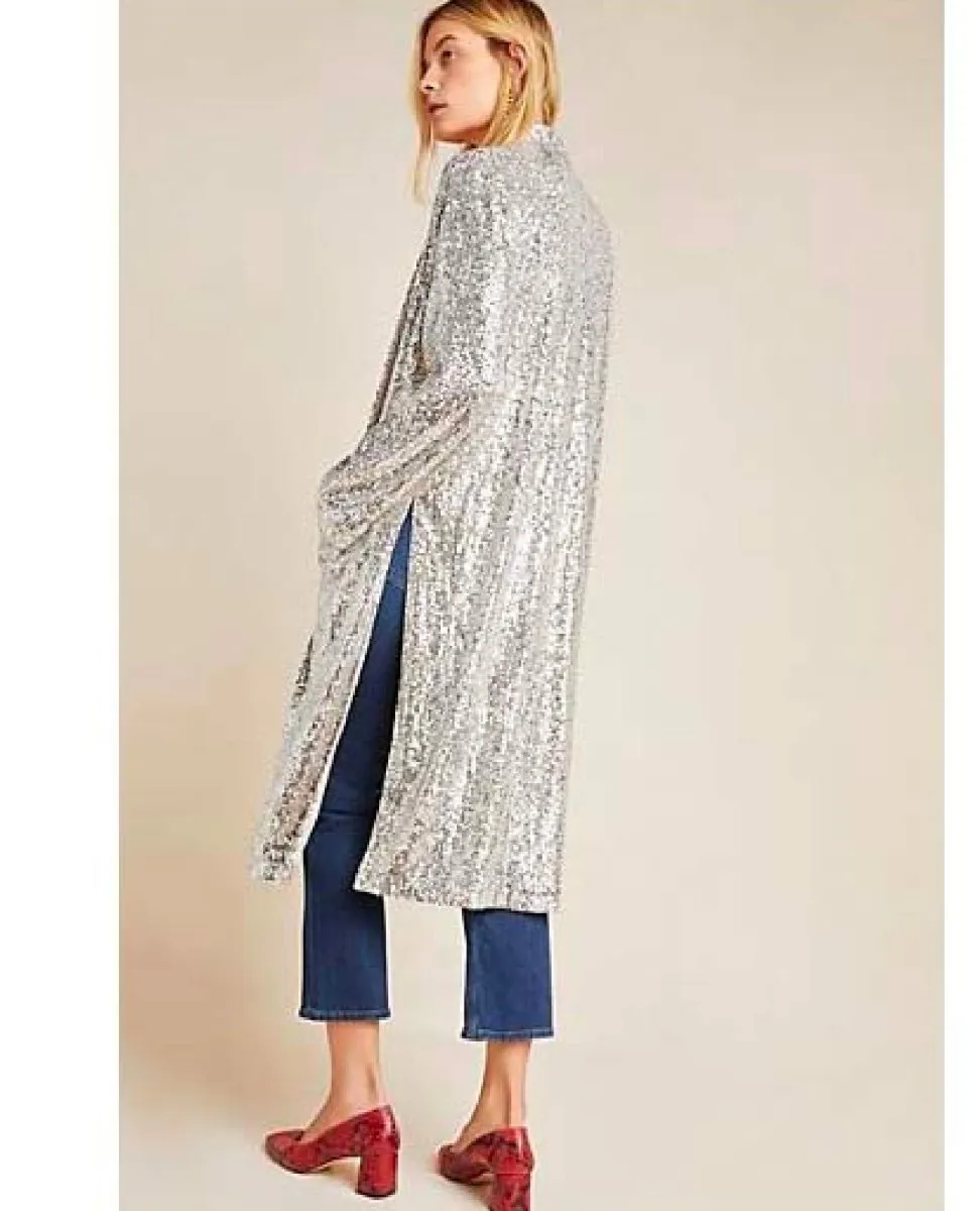 Sequin Show Stopper Duster Silver