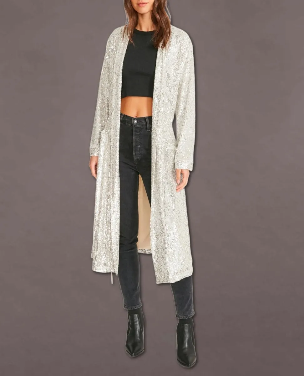 Sequin Show Stopper Duster Silver