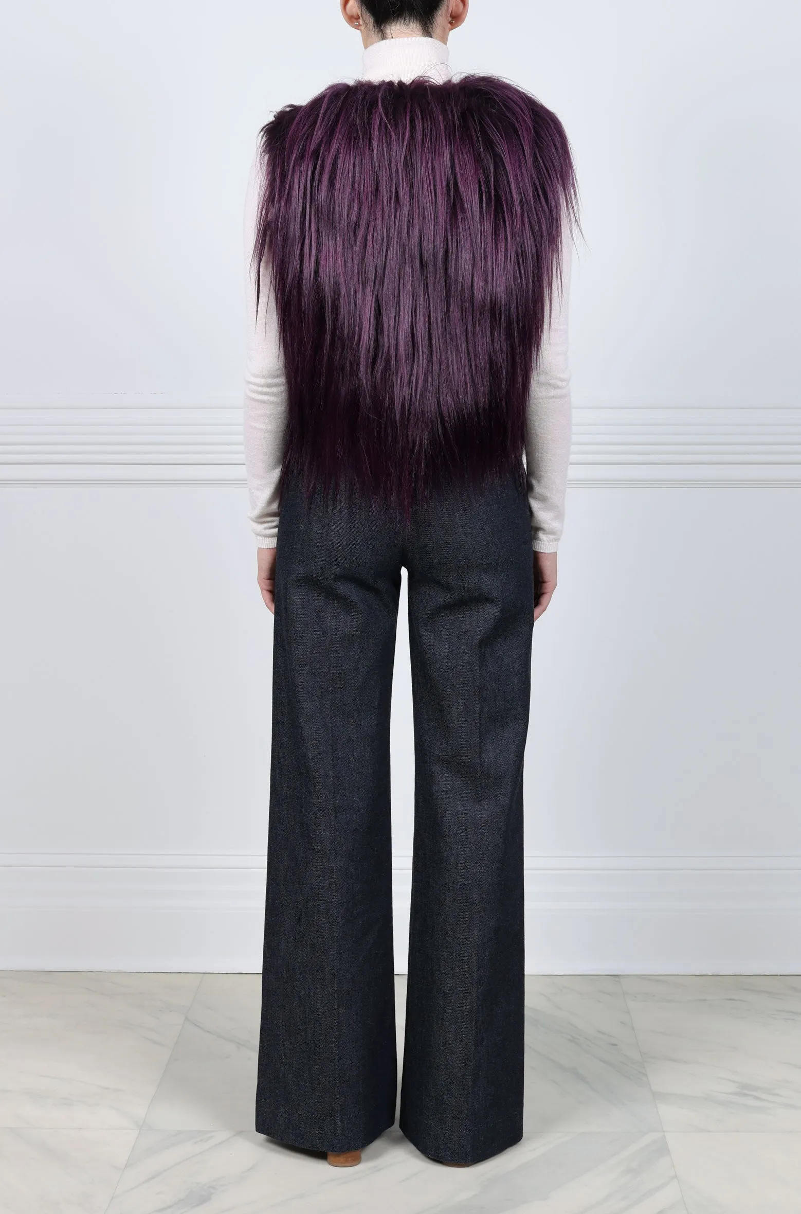 Shearling Crew Neck Vest in Grape