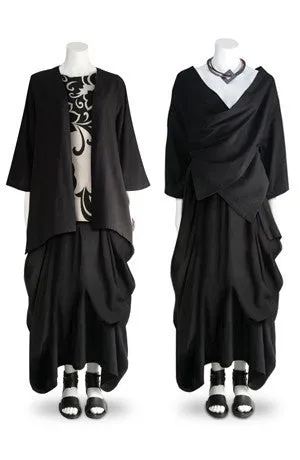 Short Kimono Jacket in Black Papyrus