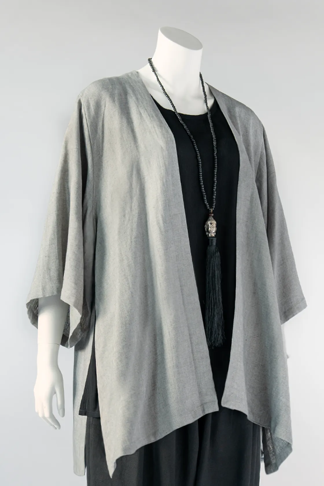 Short Kimono Jacket in Silver Roma