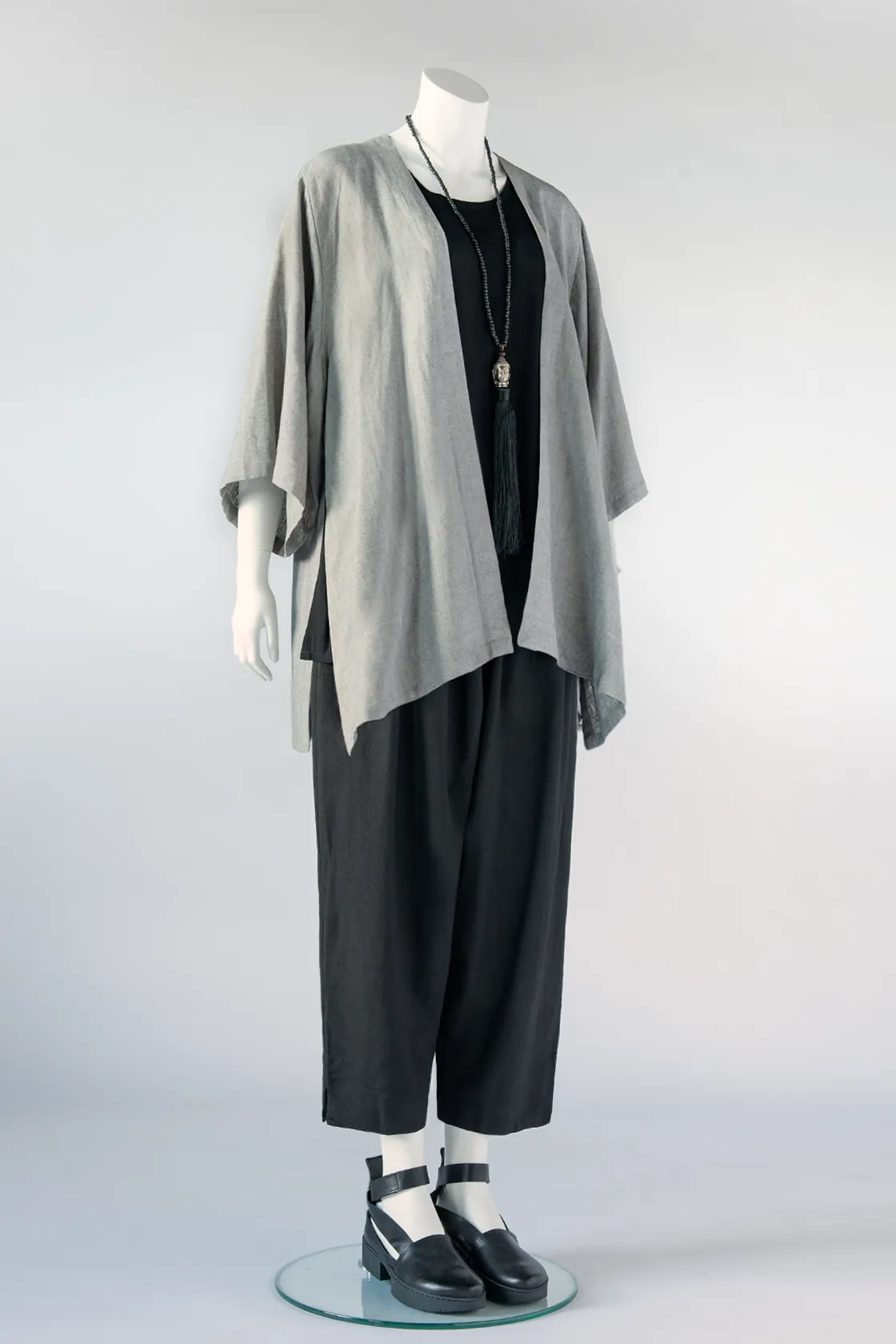 Short Kimono Jacket in Silver Roma