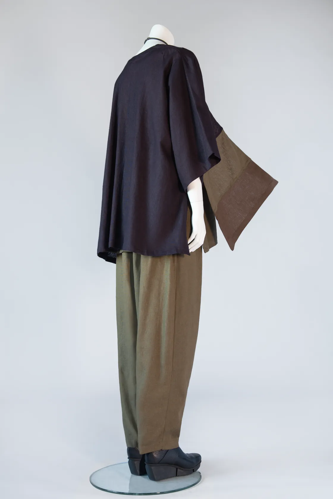 Short Kimono Jacket in Thyme/Aubergine/Nutmeg Roma