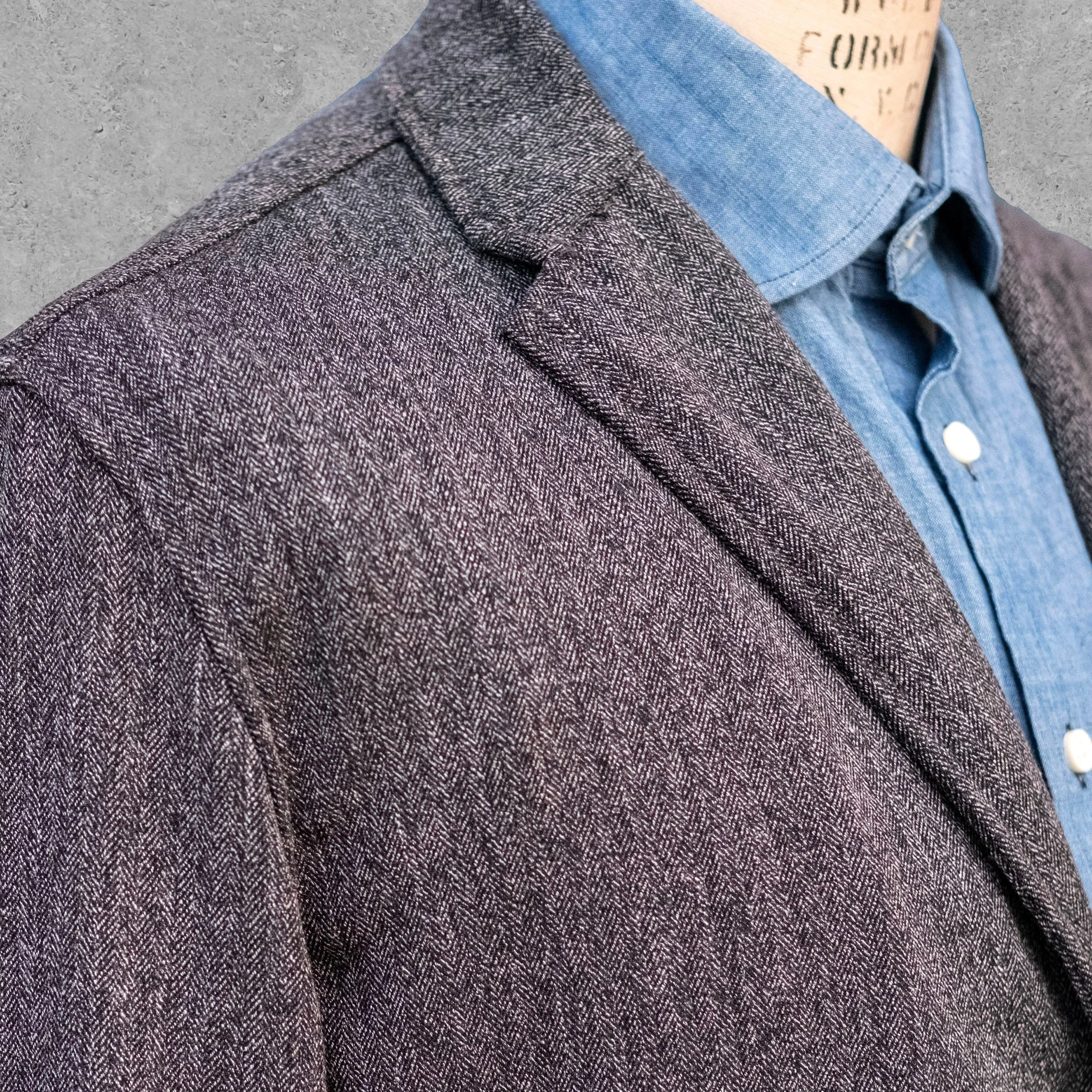 Sinclair Sportcoat Grey Wool-Bamboo Herringbone Tweed