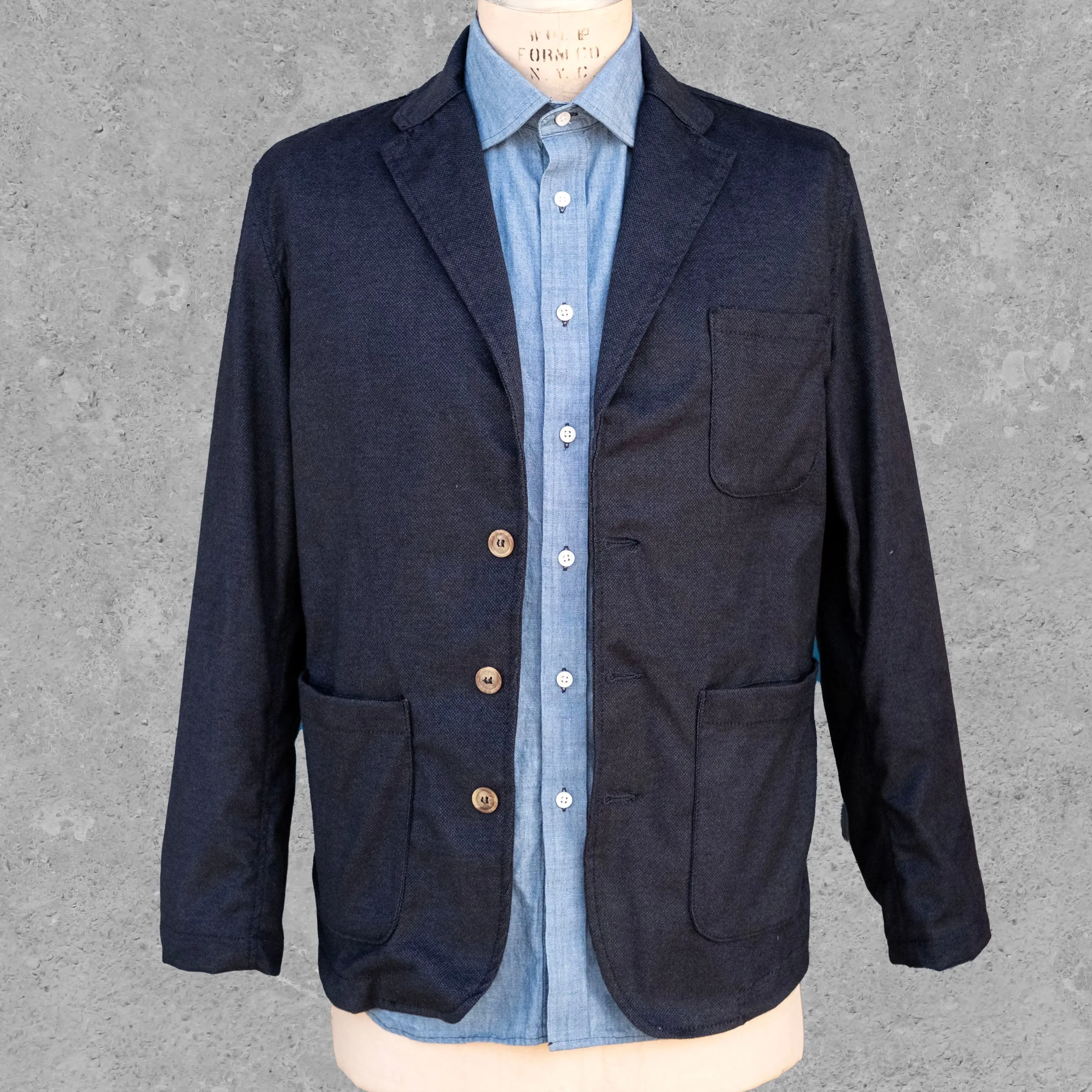 Sinclair Sportcoat Navy Cotton-Cashmere Jacquard