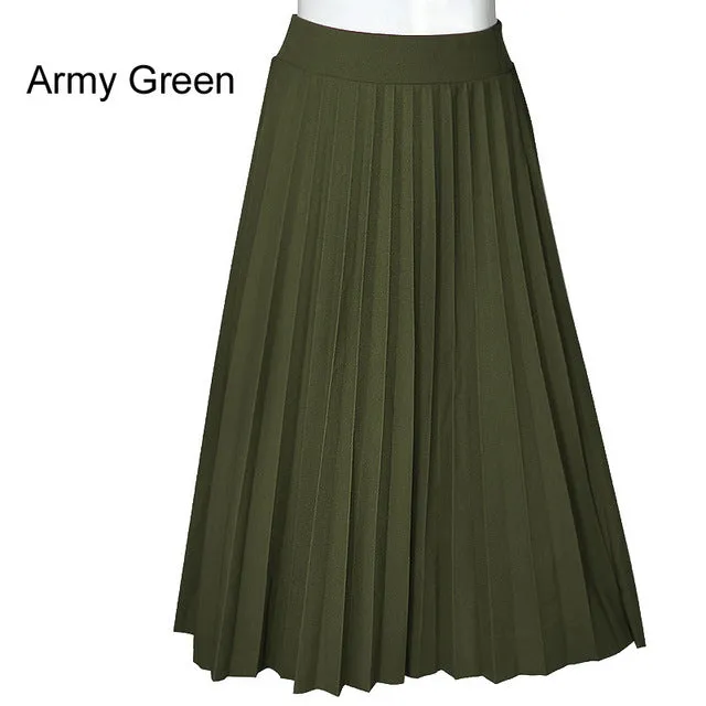 Skirts Women Spring Autumn Summer Style Women's High Waist Pleated Fashion Solid Girl Half Length Skirt Breathble Ankle Length