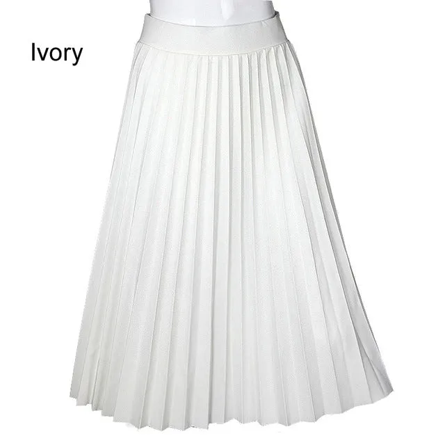 Skirts Women Spring Autumn Summer Style Women's High Waist Pleated Fashion Solid Girl Half Length Skirt Breathble Ankle Length