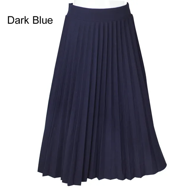 Skirts Women Spring Autumn Summer Style Women's High Waist Pleated Fashion Solid Girl Half Length Skirt Breathble Ankle Length