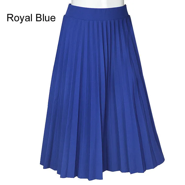 Skirts Women Spring Autumn Summer Style Women's High Waist Pleated Fashion Solid Girl Half Length Skirt Breathble Ankle Length