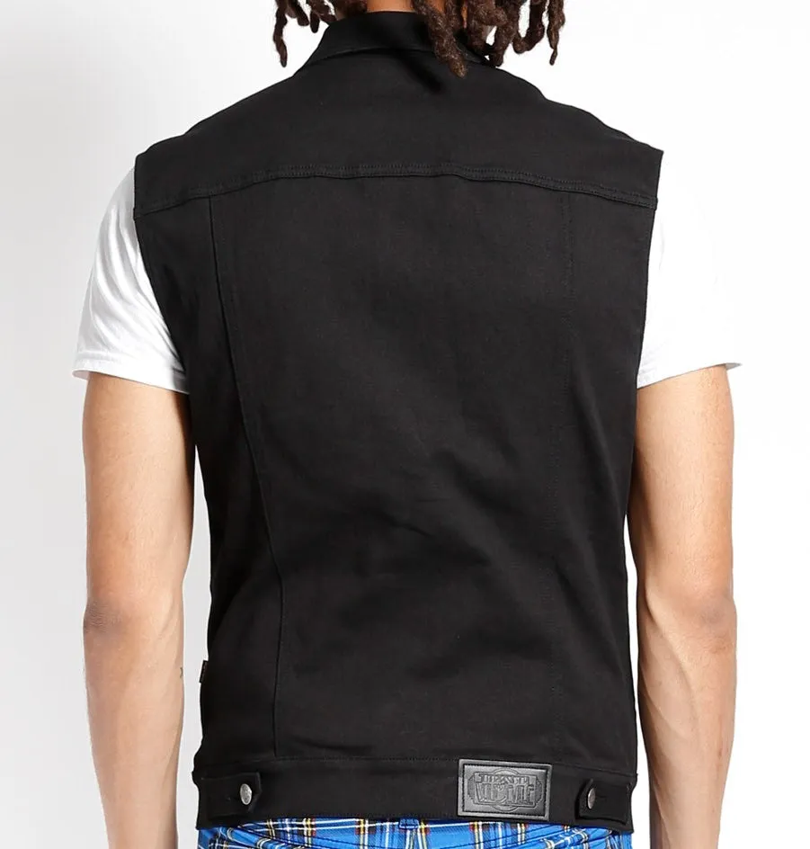 Slim Fit Black Denim Vest