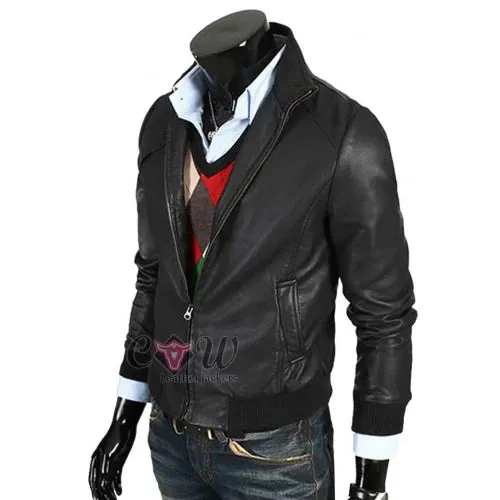 Slim Fit Black Vintage Leather Jacket