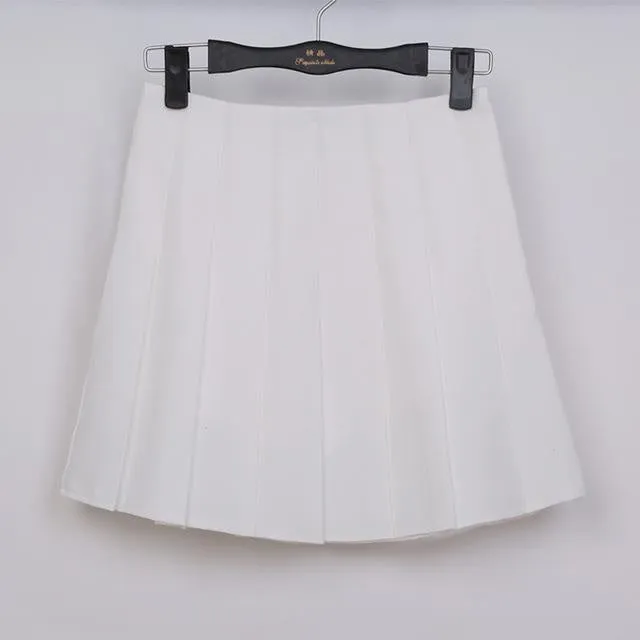 Solid Color Pleated Skirt