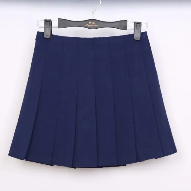 Solid Color Pleated Skirt