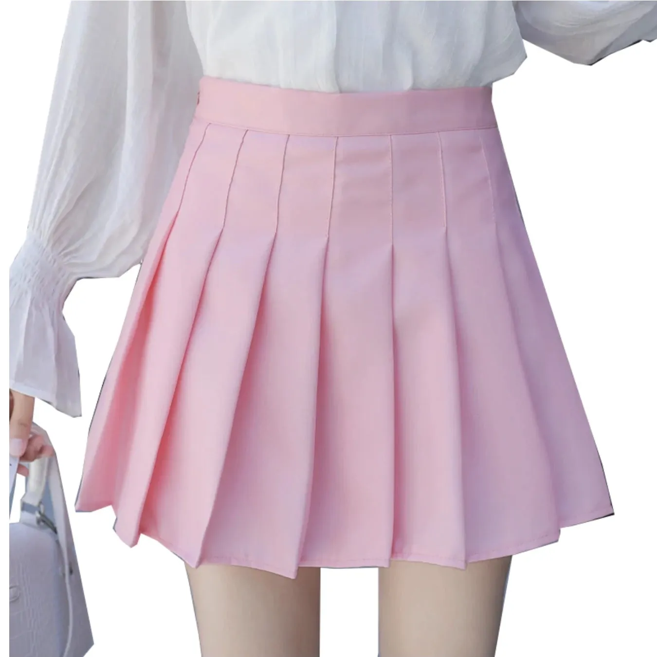 Solid Color Pleated Skirt