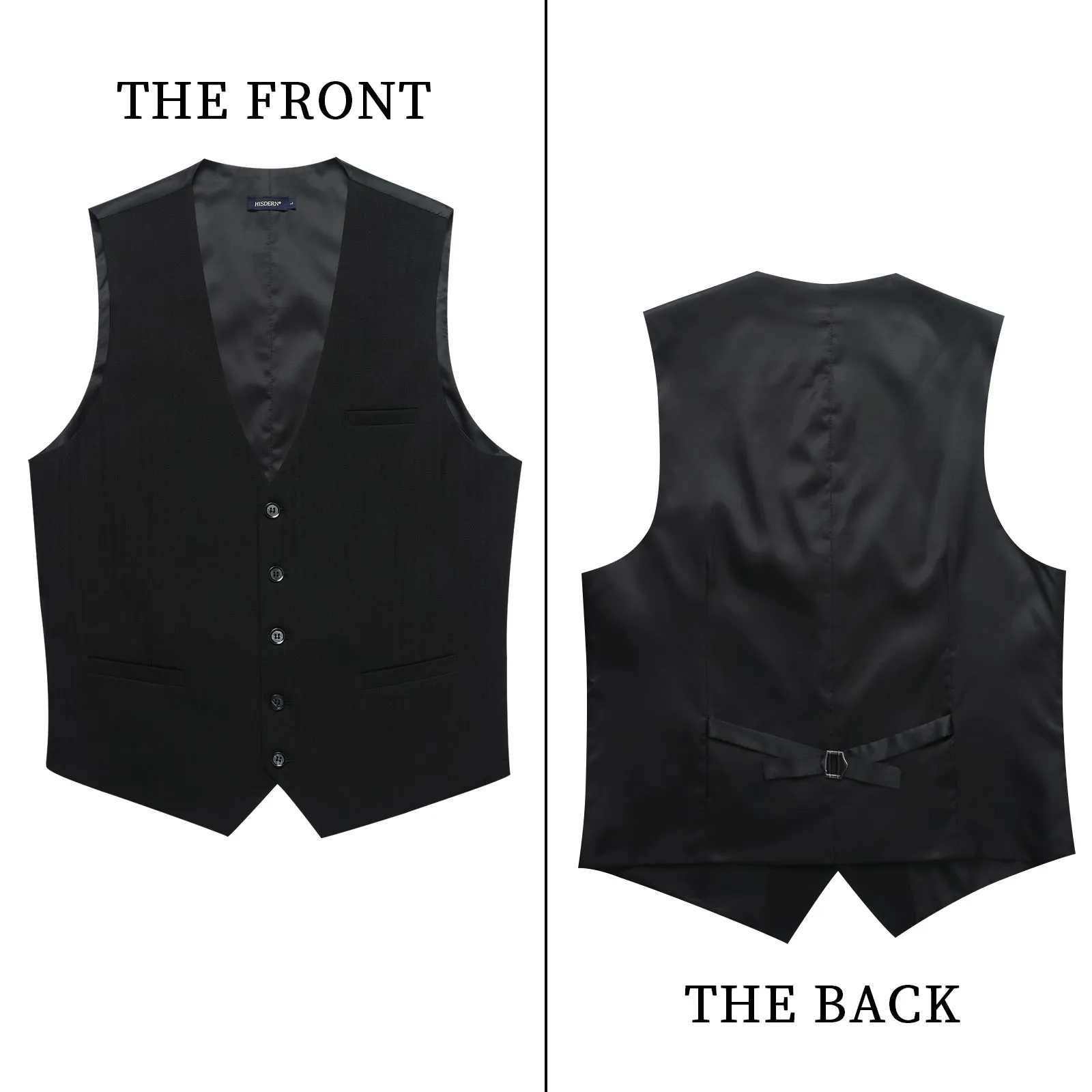 Solid Slim Suit Vest - 1-BLACK