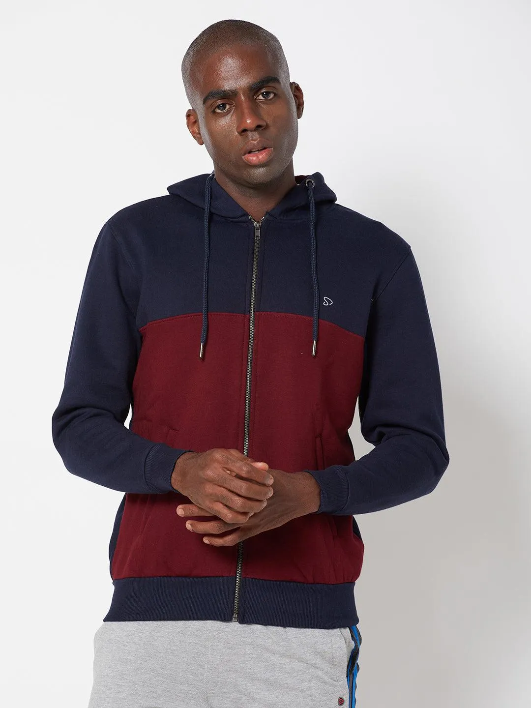 Sporto Men's Hoodie Jacket (Navy - Burgundy)