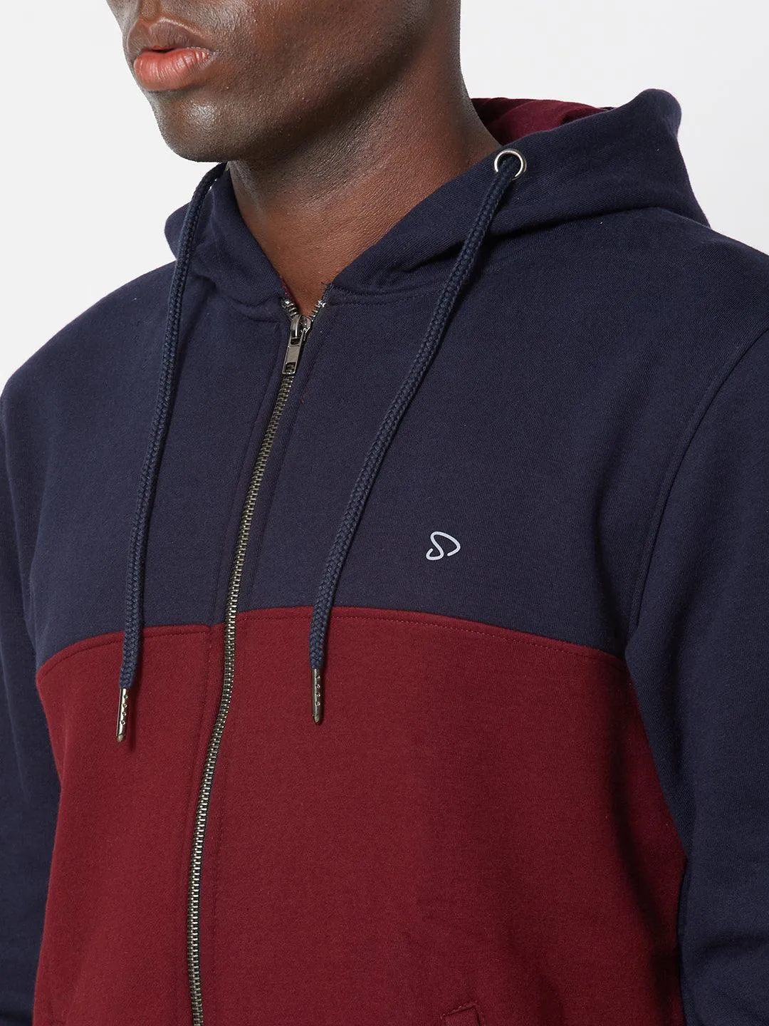 Sporto Men's Hoodie Jacket (Navy - Burgundy)