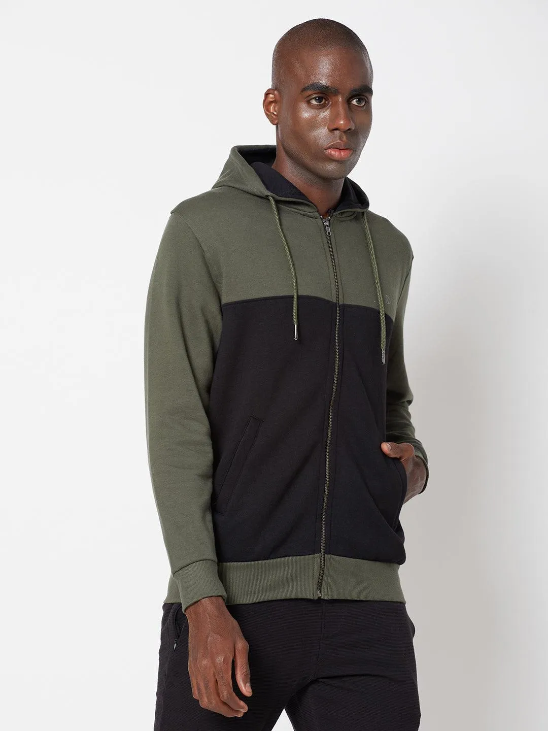 Sporto Men's Hoodie Jacket (Olive-Black)