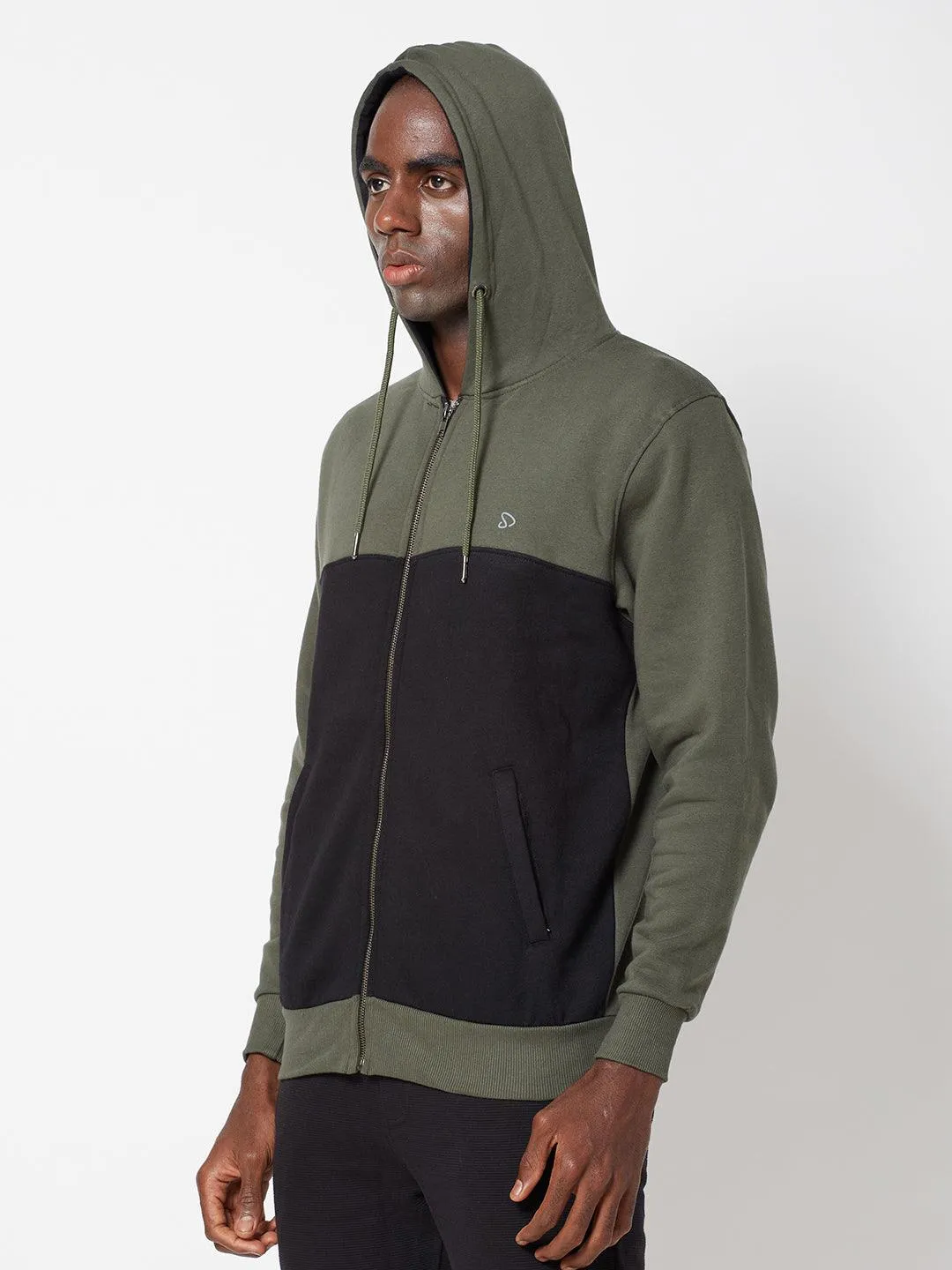 Sporto Men's Hoodie Jacket (Olive-Black)