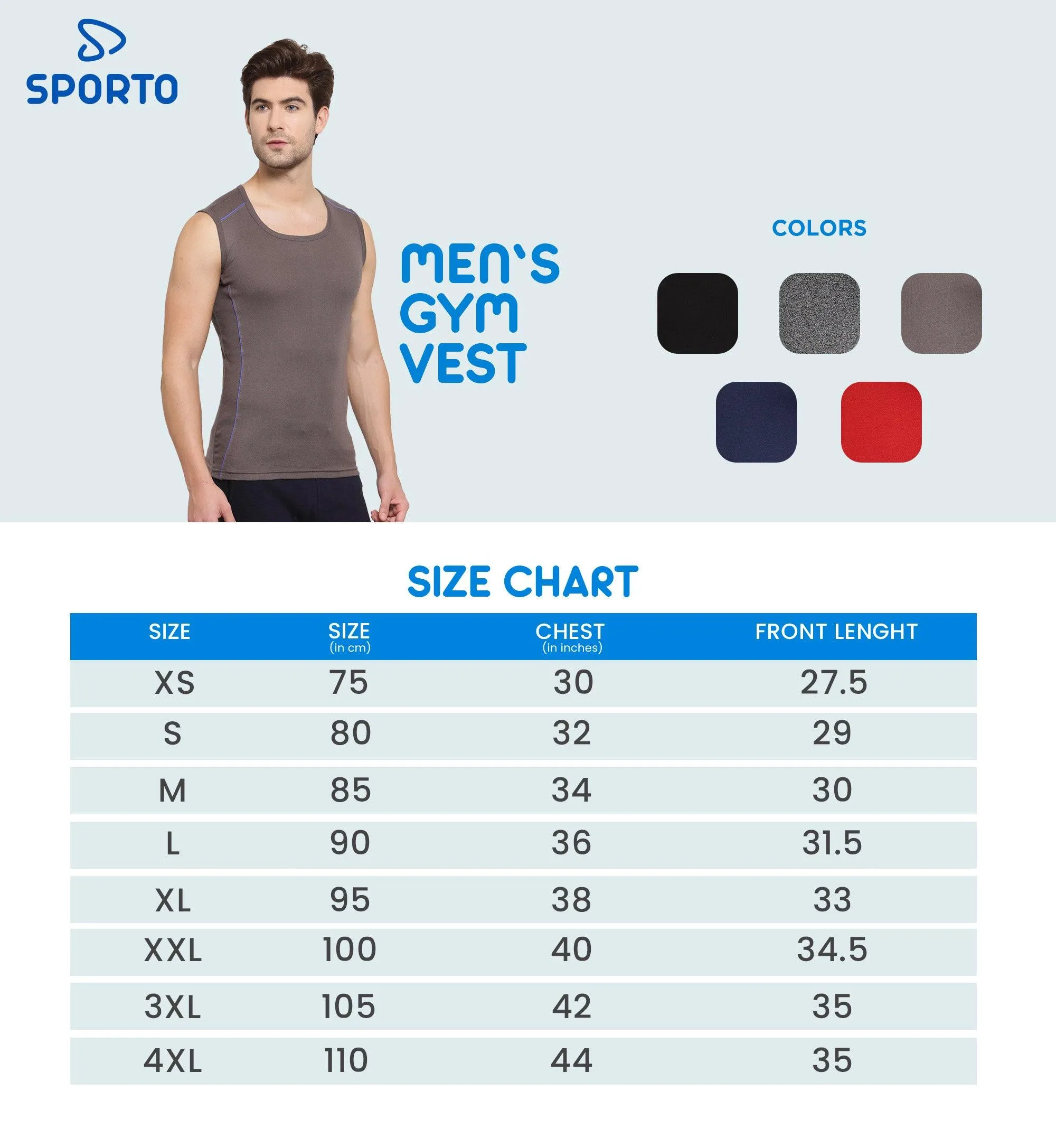 Sporto Men's Sleeveless Gym Vest Set of 2 (Red & Charcoal)