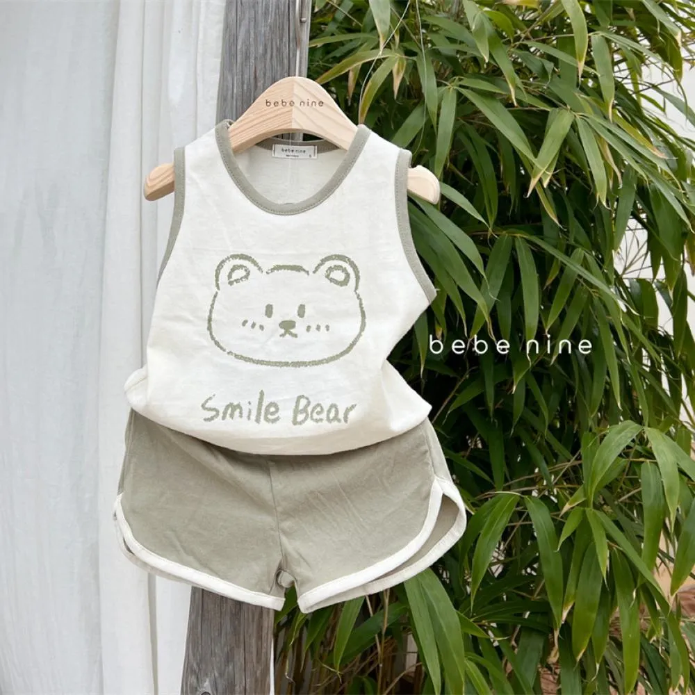 Summer Baby Bear Vest Set Pure Cotton Suit Wholesale Baby Children Clothing