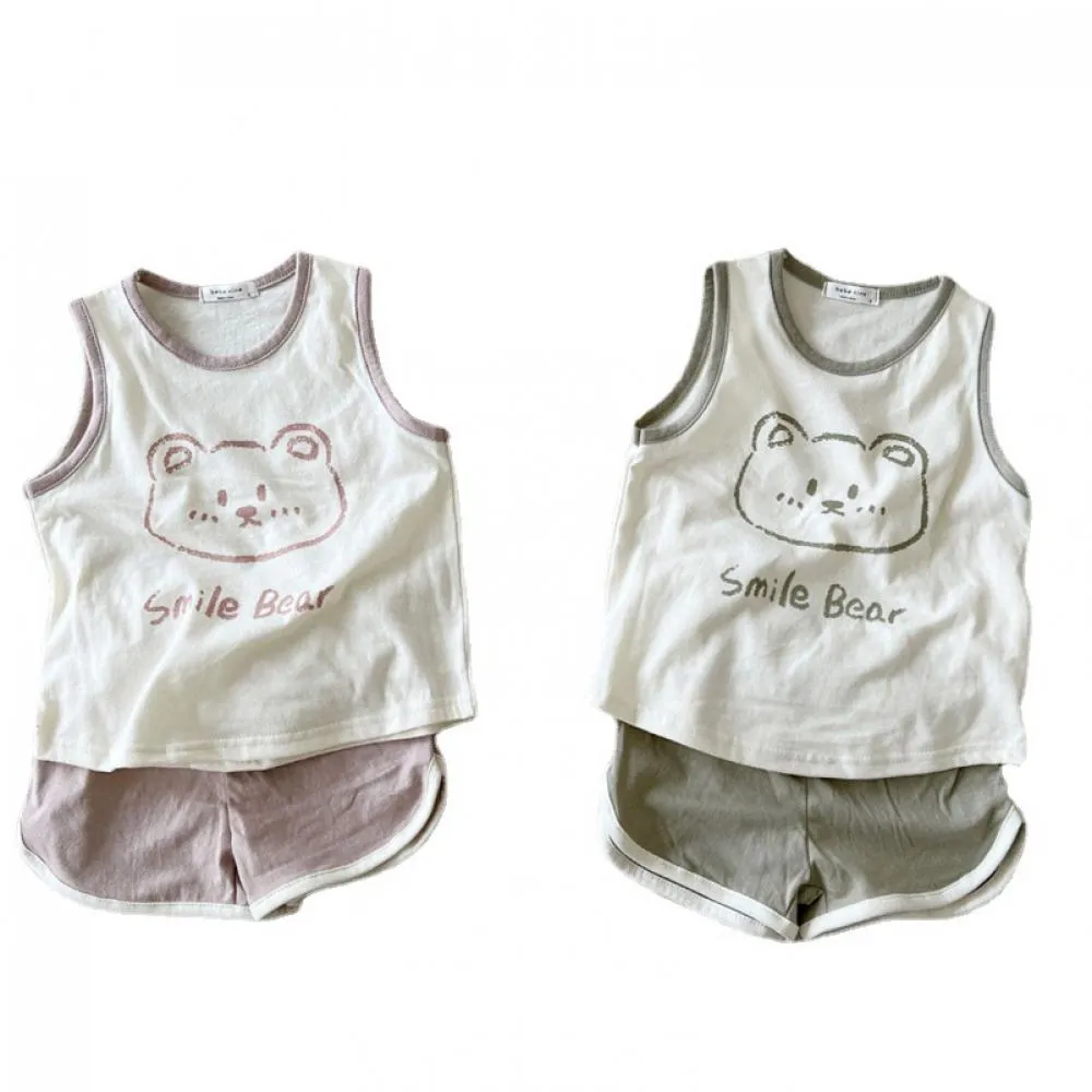 Summer Baby Bear Vest Set Pure Cotton Suit Wholesale Baby Children Clothing