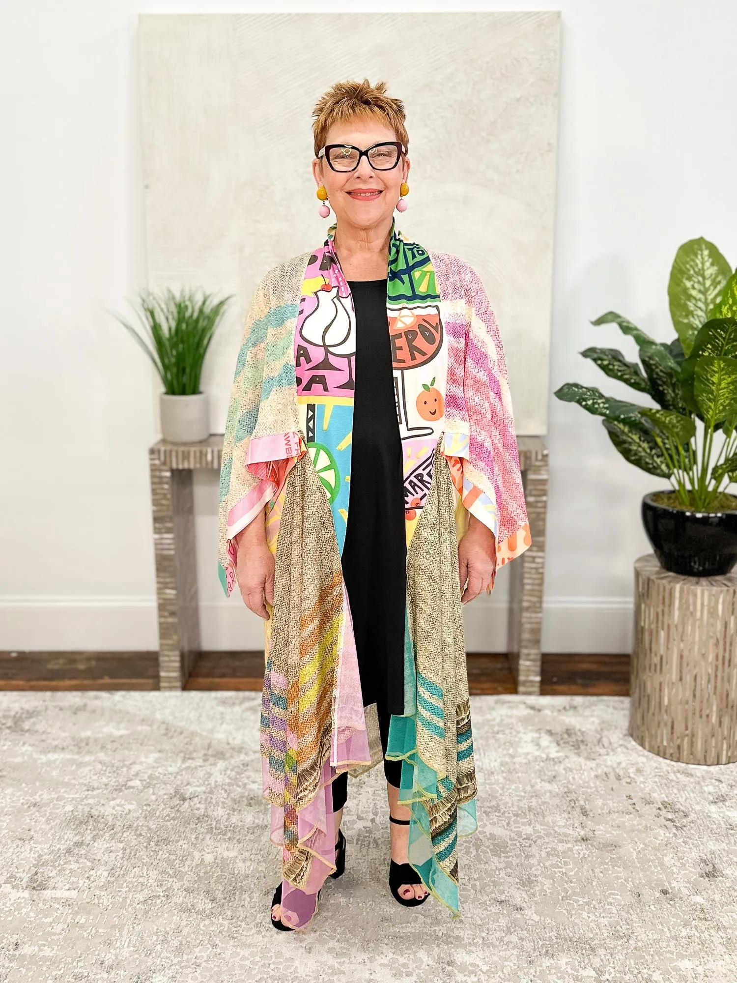 Summer Math Shake Kimono, Multi