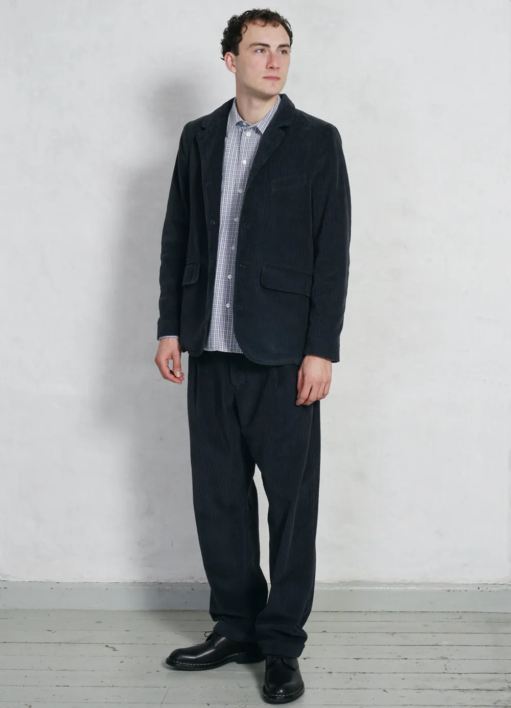 SUNE 28-35-3 | Pleated Wide Cut Trousers | Dusty Navy