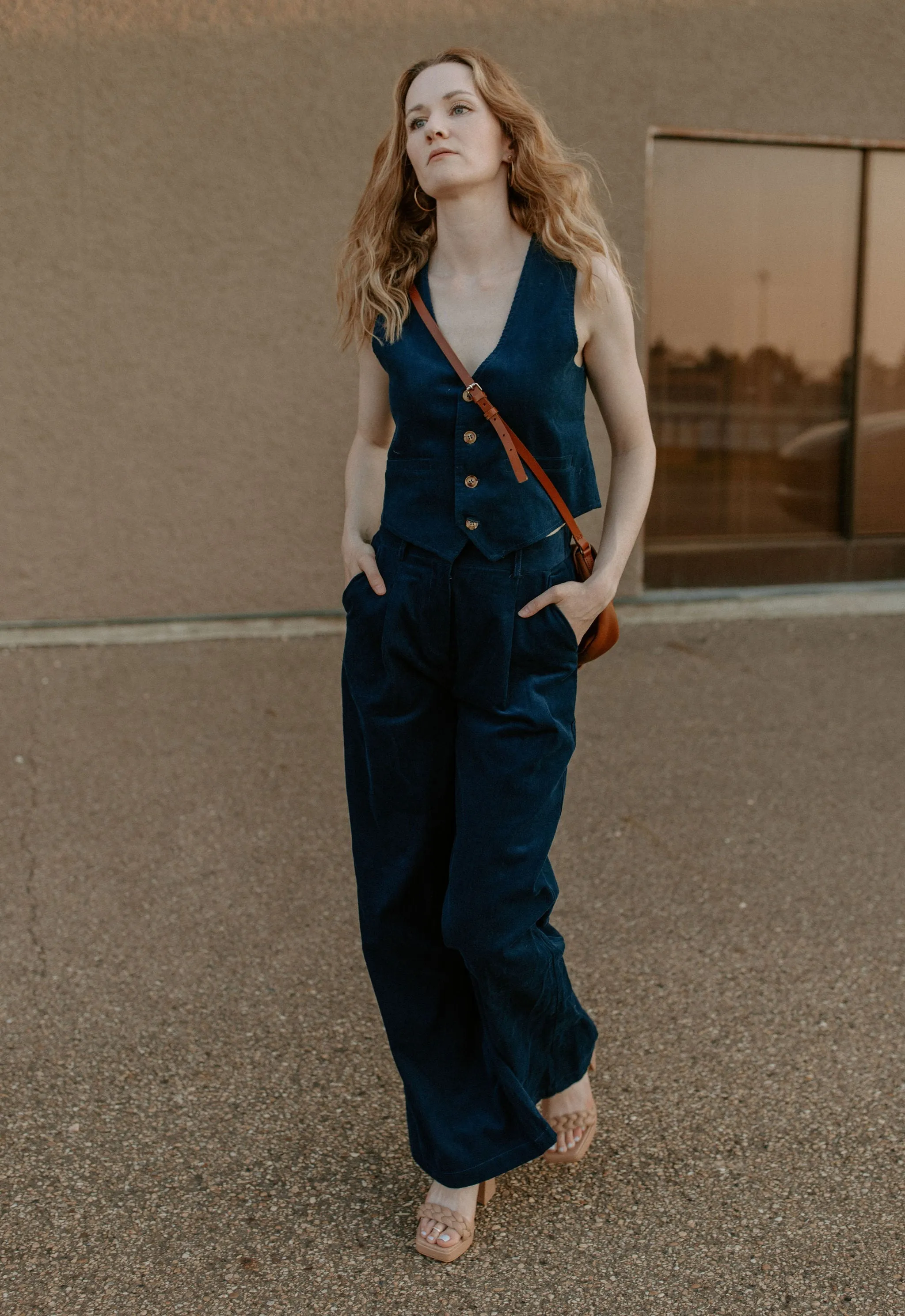 The Alix Corduroy Vest by FRNCH - Marine Blue