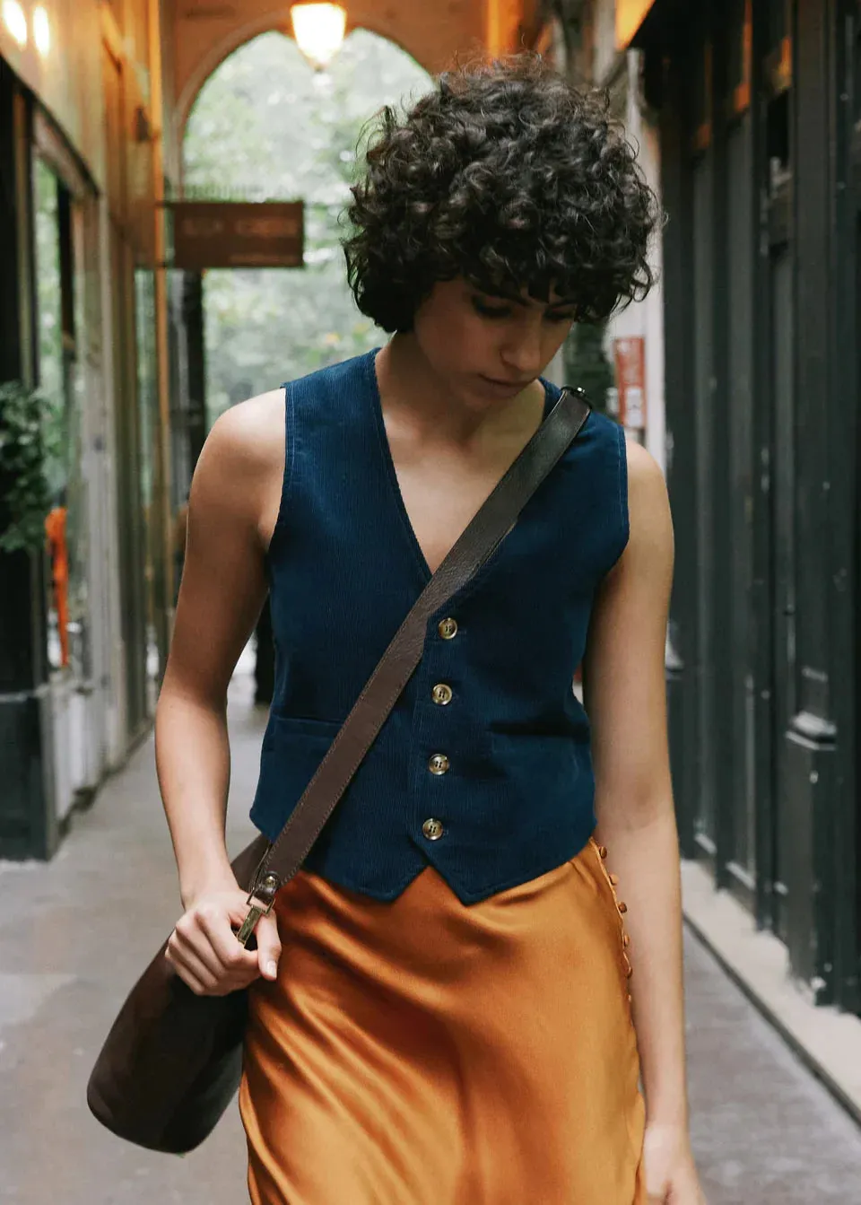 The Alix Corduroy Vest by FRNCH - Marine Blue