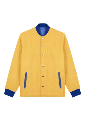 The Burna VII yellow   royal blue bomber jacket