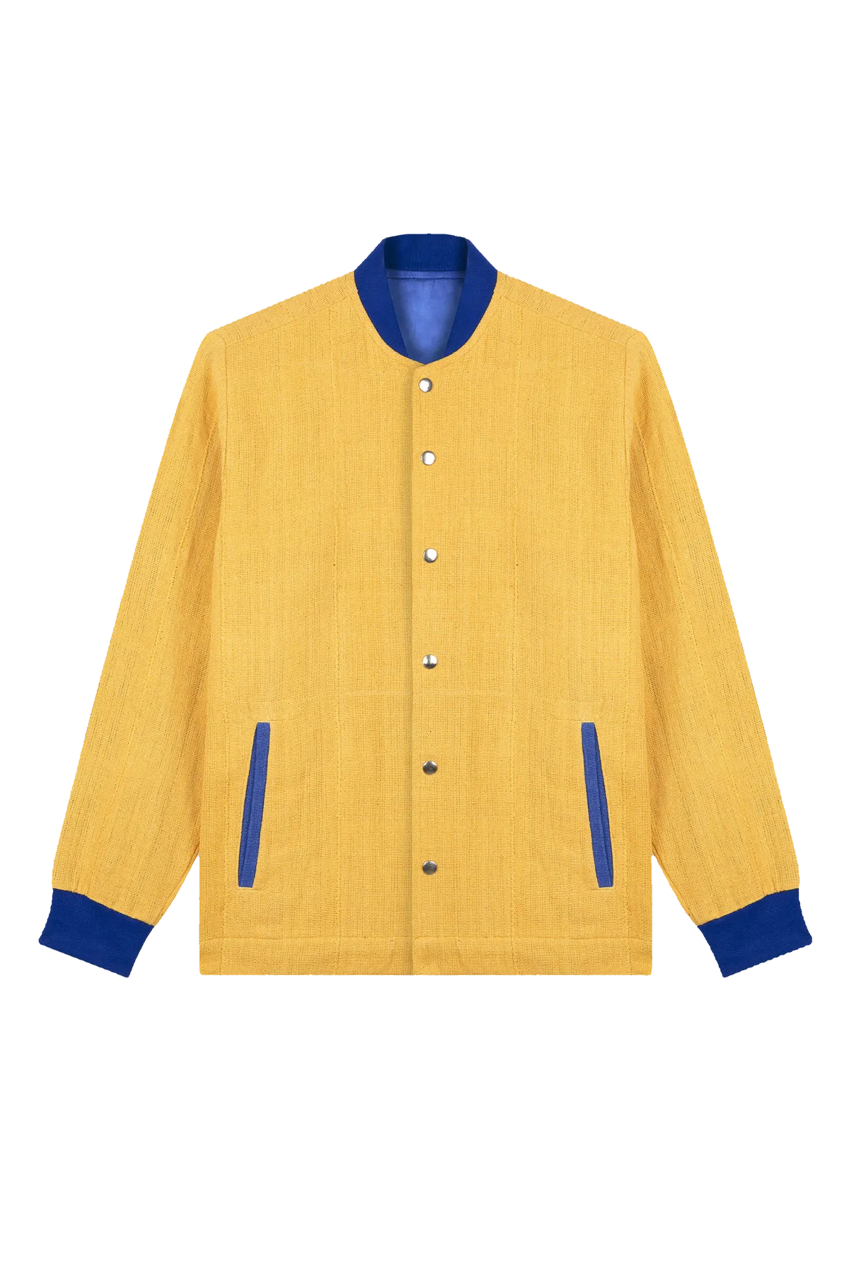 The Burna VII yellow   royal blue bomber jacket