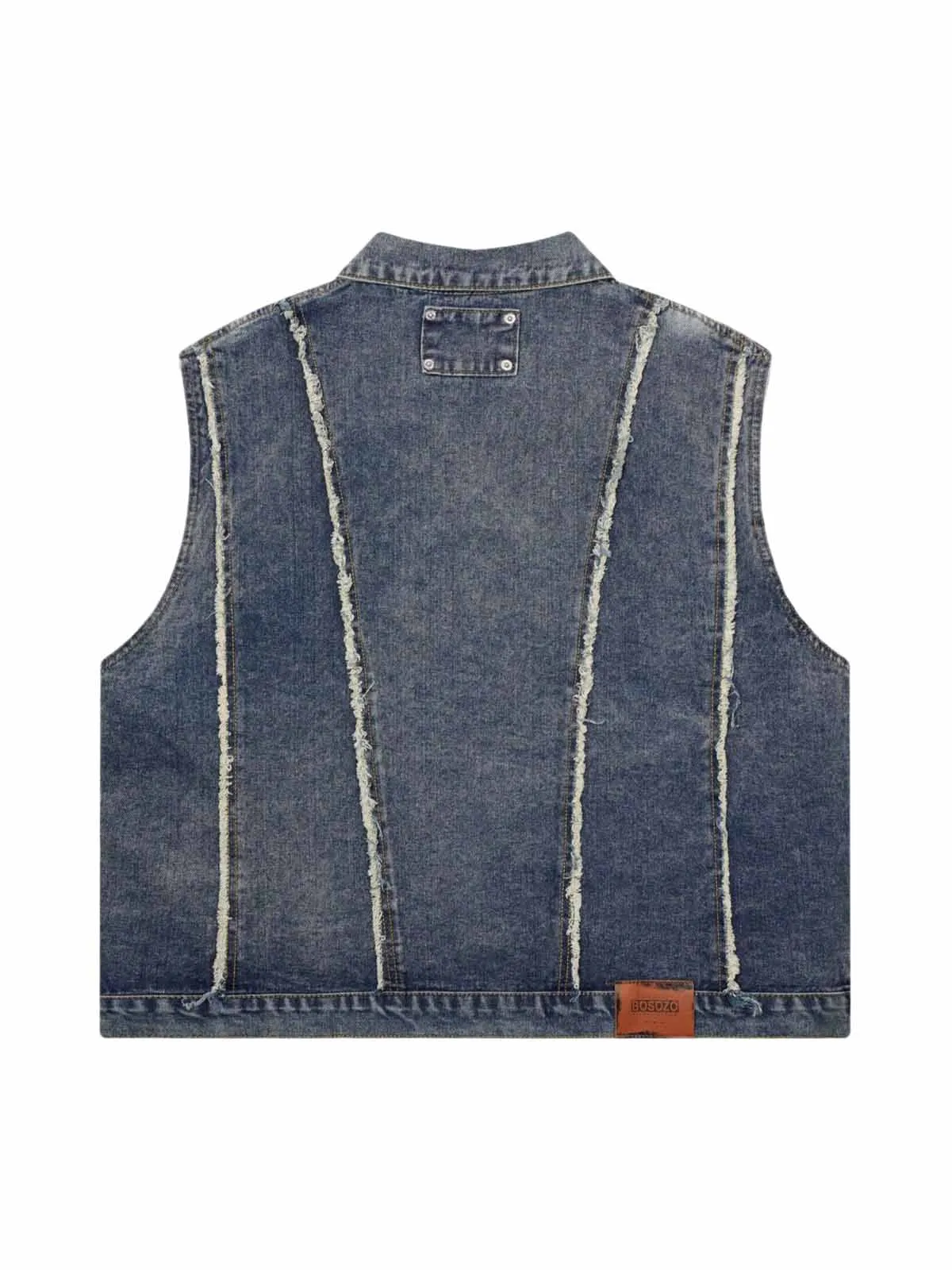 Thesupermade Raw Edge split Washed Denim Vest