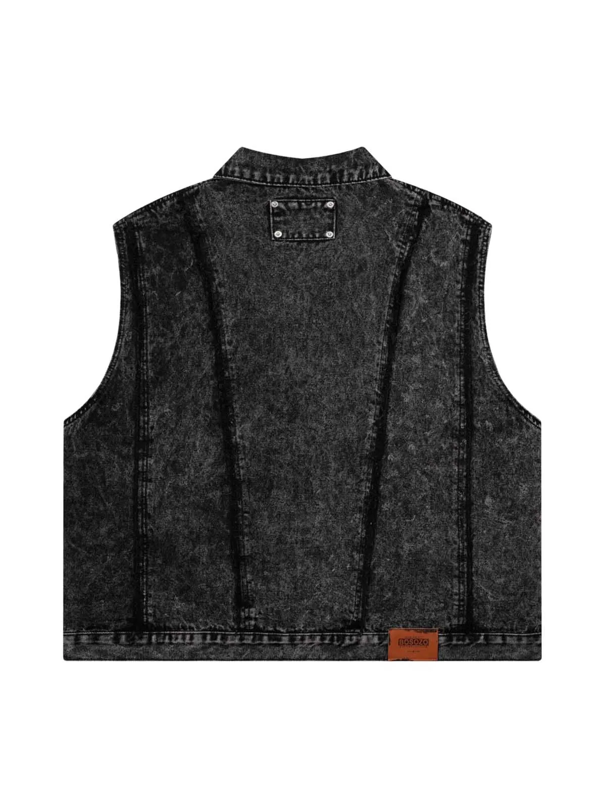 Thesupermade Raw Edge split Washed Denim Vest