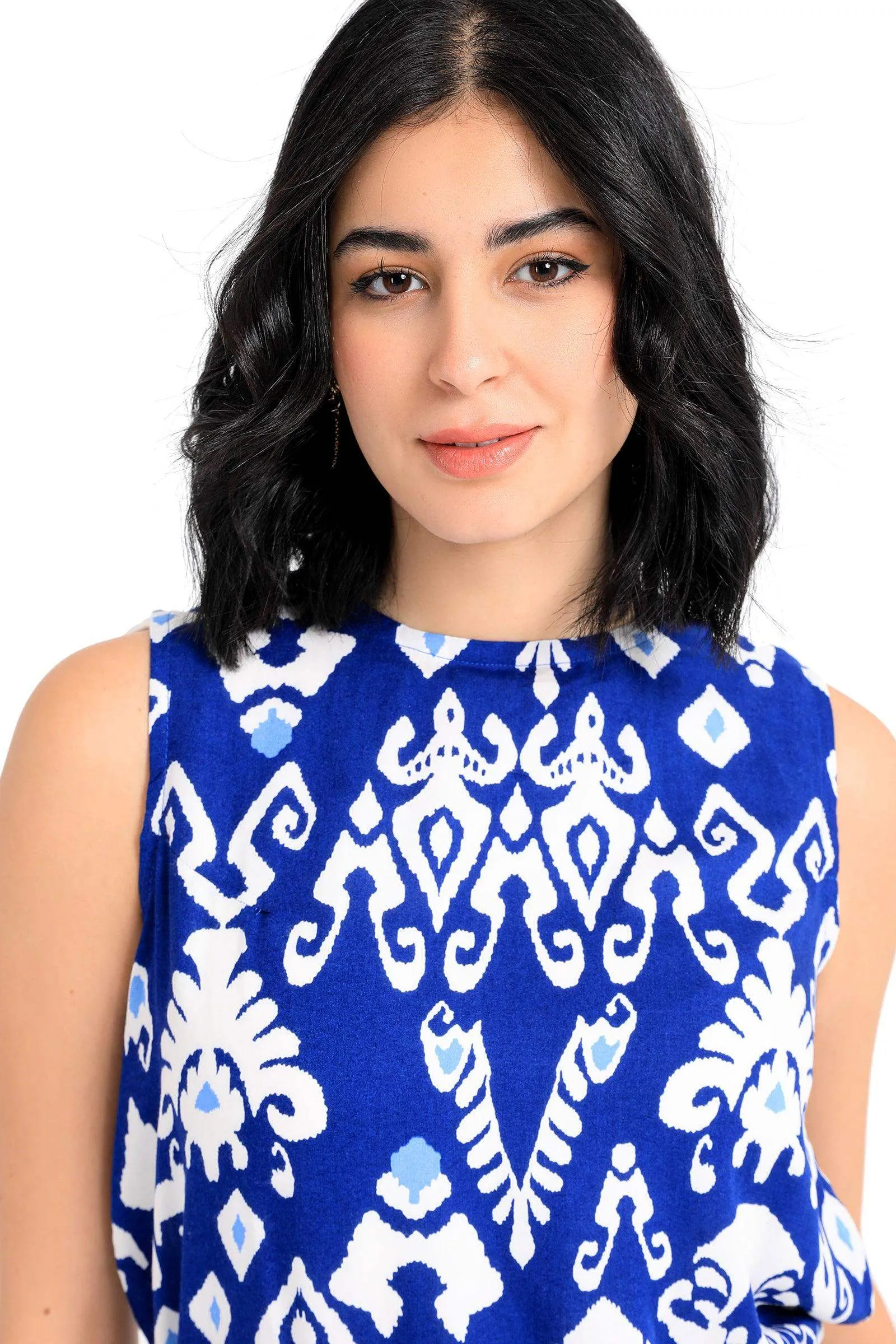 Tribe Pattern Sleeveless Blouse