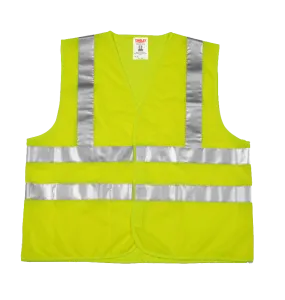 Type R Class 2 Vest - Fluorescent Yellow-Green - Polyester Mesh - Hook & Loop Closure - 2 Interior Pockets - Silver Reflective Tape