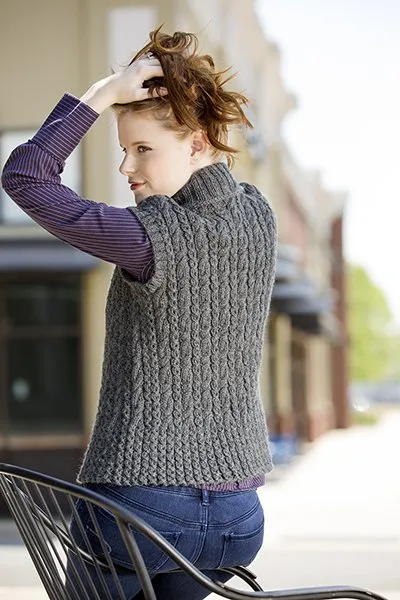 Universal Yarn Deluxe Cable Collection Patterns - Eastover Vest - PDF Download