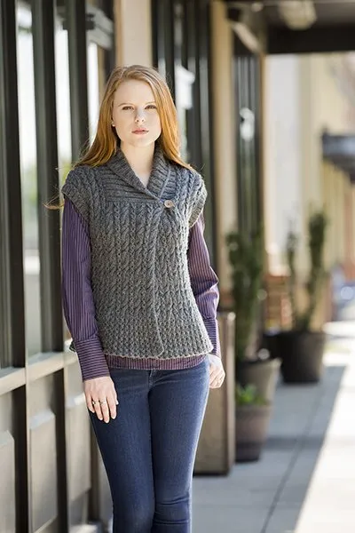 Universal Yarn Deluxe Cable Collection Patterns - Eastover Vest - PDF Download