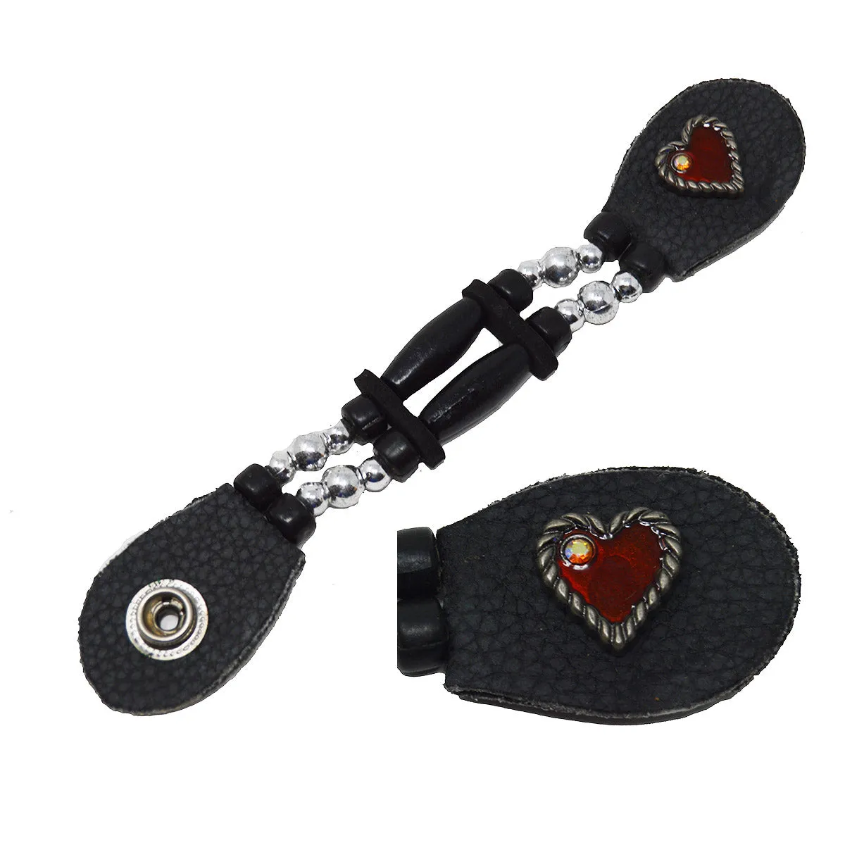 VA1037 Black Bead Heart Vest Extender