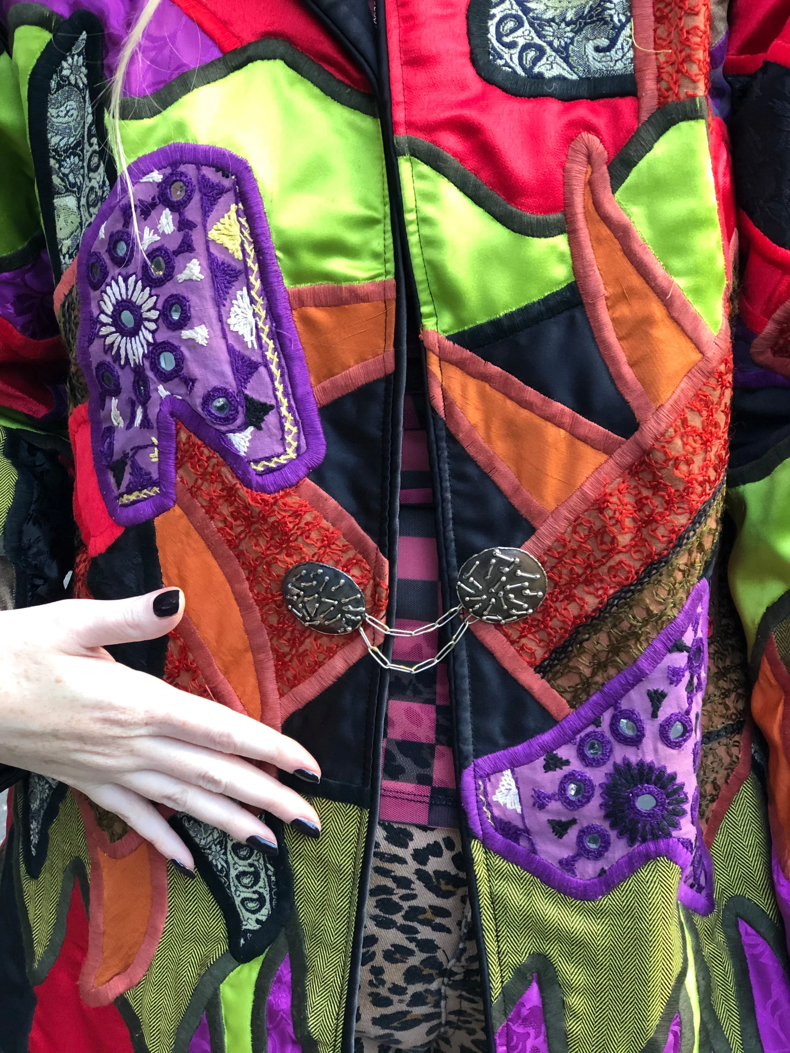 Vintage 90s Abstract Geometric Beaded Kimono Jacket