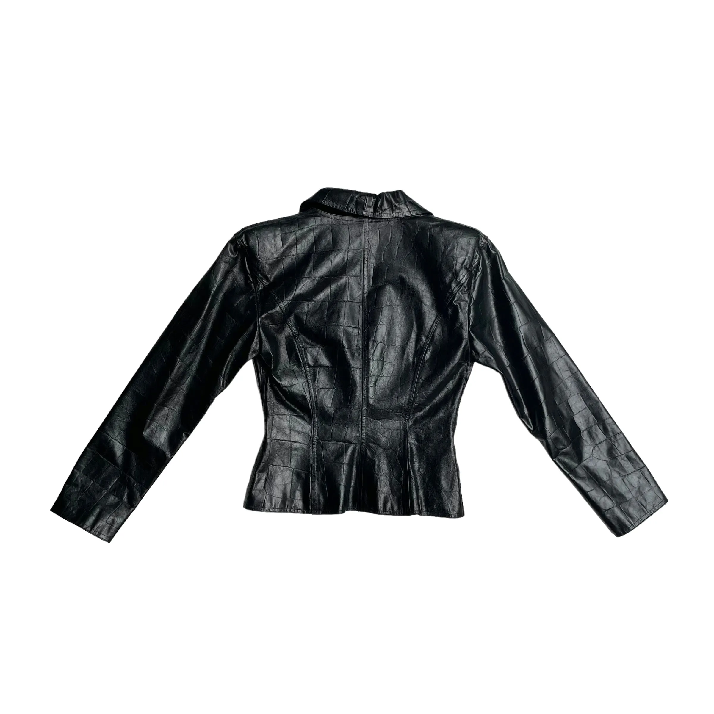 Vintage Black Croc Embossed Jacket - XS