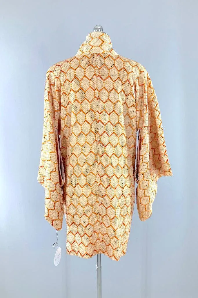 Vintage Orange Shibori Silk Kimono Jacket