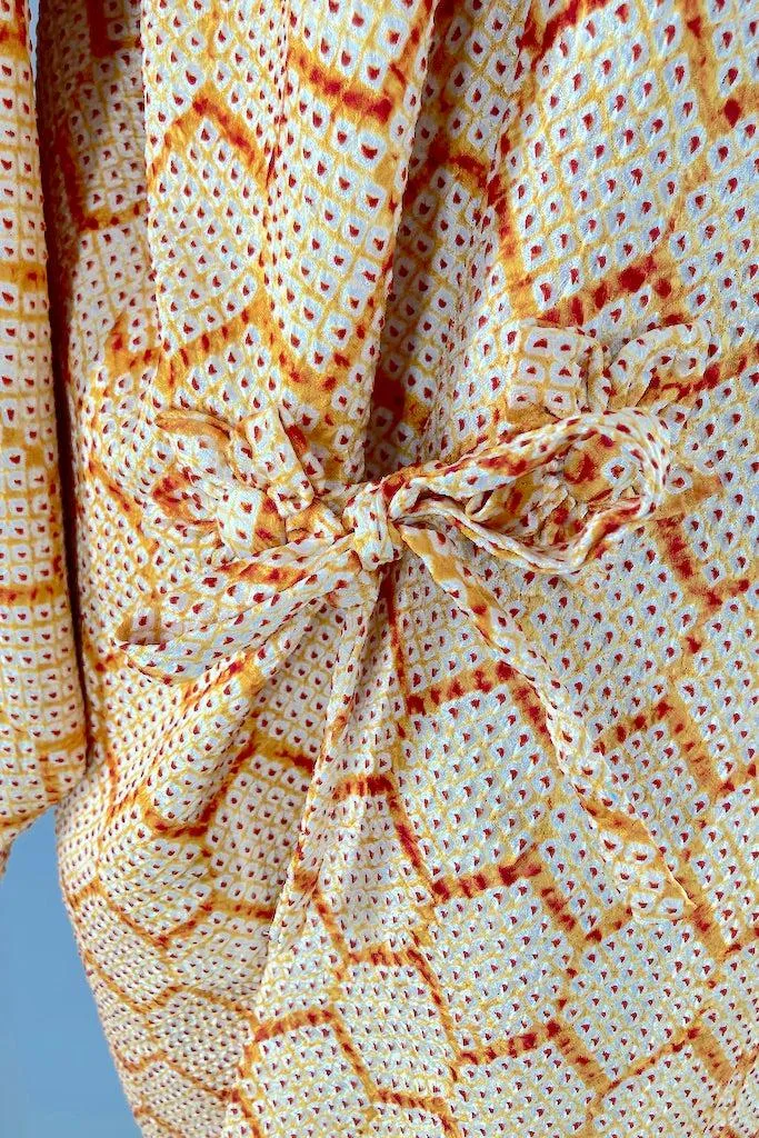 Vintage Orange Shibori Silk Kimono Jacket